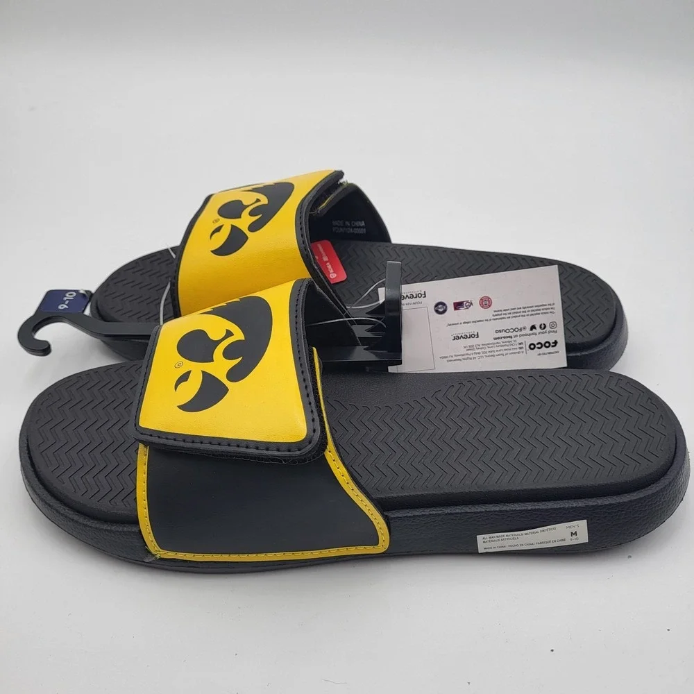 Iowa Hawkeyes Big Logo Dual Layer Sole Slides FOCO Mens Medium 9-10 Womens 11-12